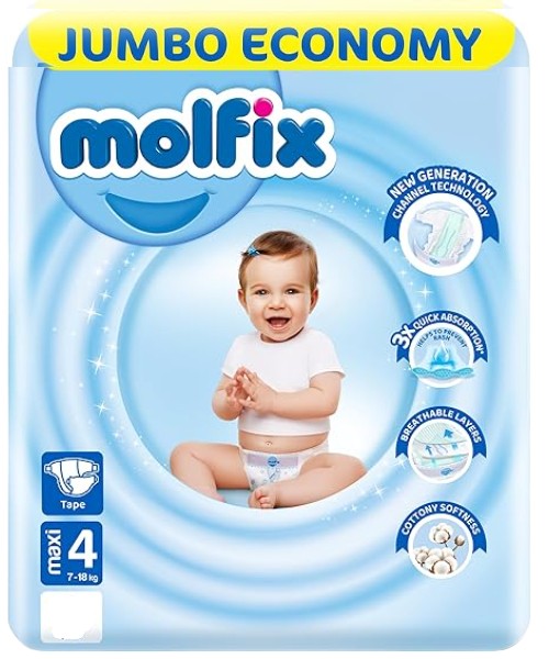 MOLFIX MAXI DIAPERS SIZE 4 FROM 7 TO 18 KG- 50 PCS