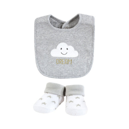 Baby 5Pcs Bibs & Booties Set Tie Gray - Sunshine
