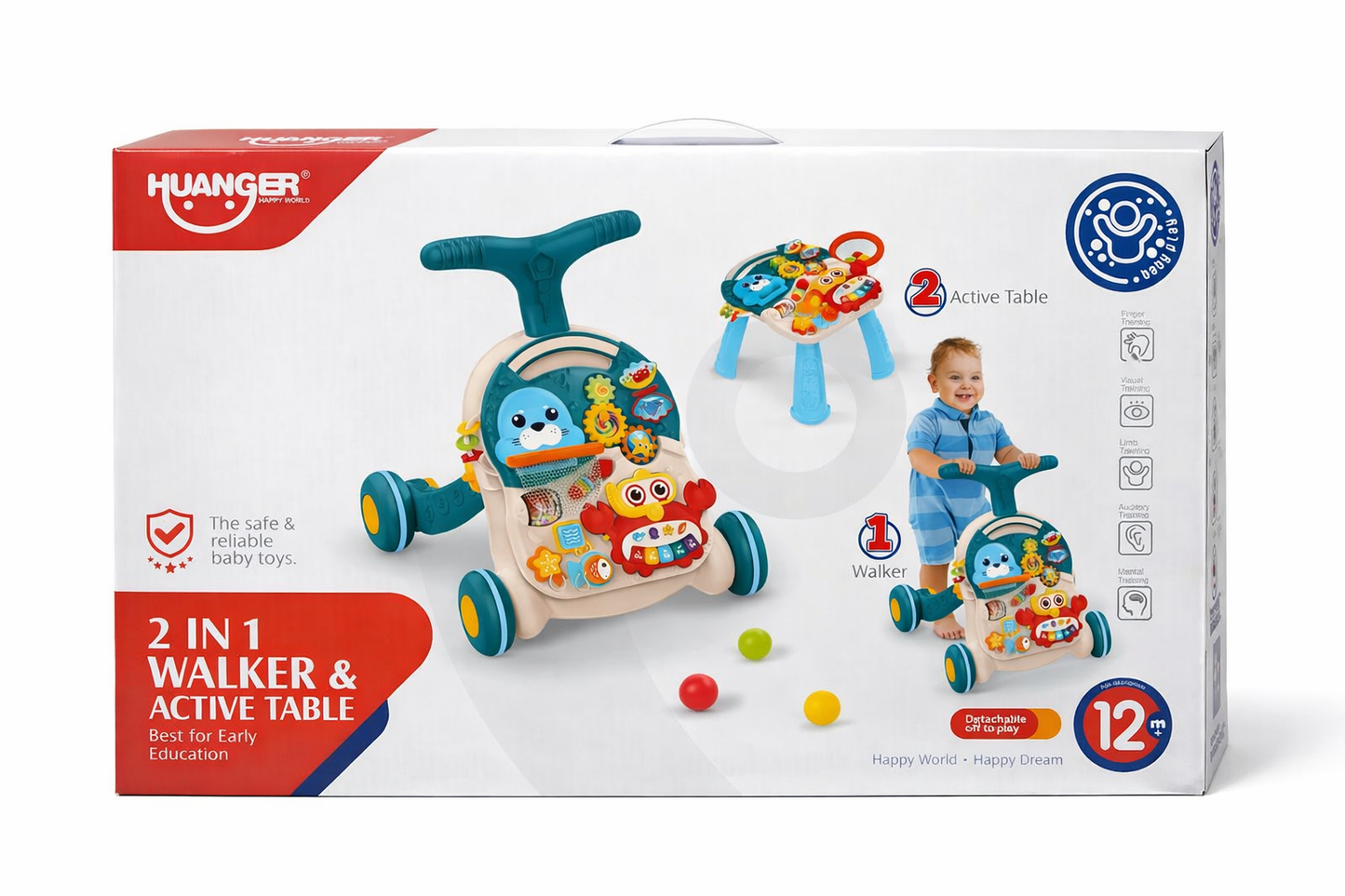 2-in-1 Baby Walker & Activity Table with Interactive Learning Toys - HE0828