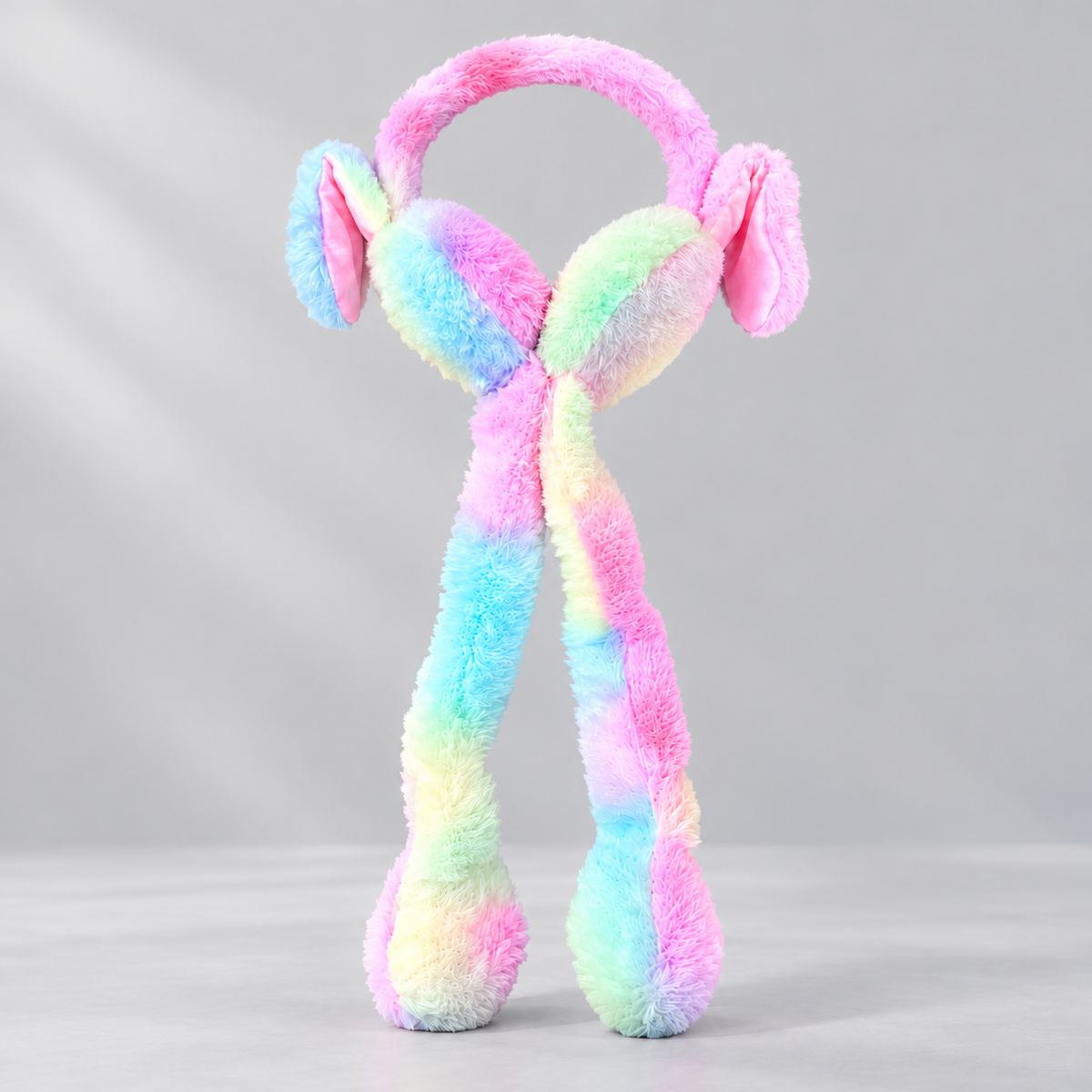 LED Light-Up Rainbow Bunny Earmuffs – Winter Ear Warmers