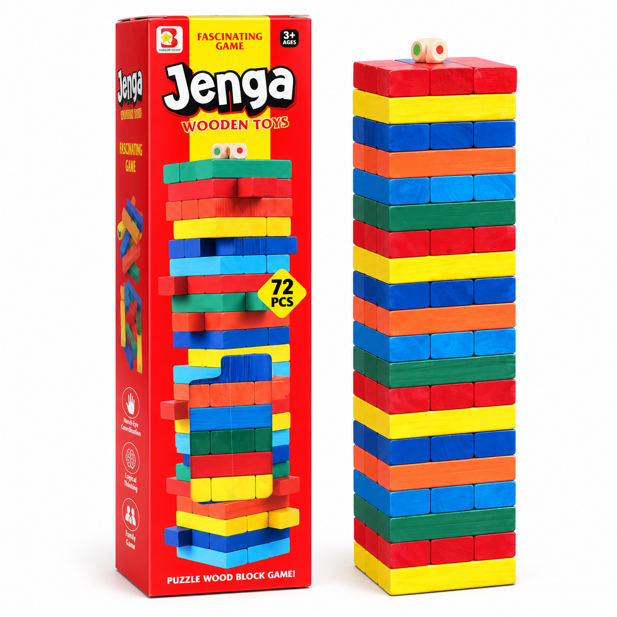 IMPORTED | 72 - Piece Wooden Jenga Tower Game