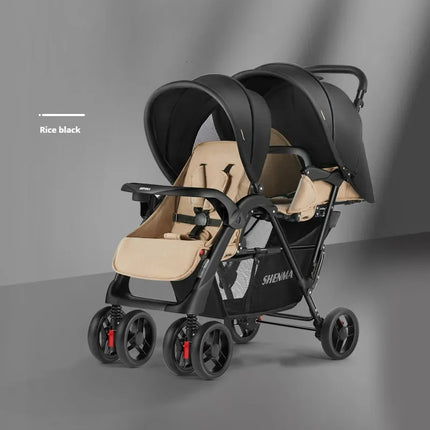 Shenma Twin Baby Stroller: Foldable, Lightweight, for Two Children, Sitting & Reclining