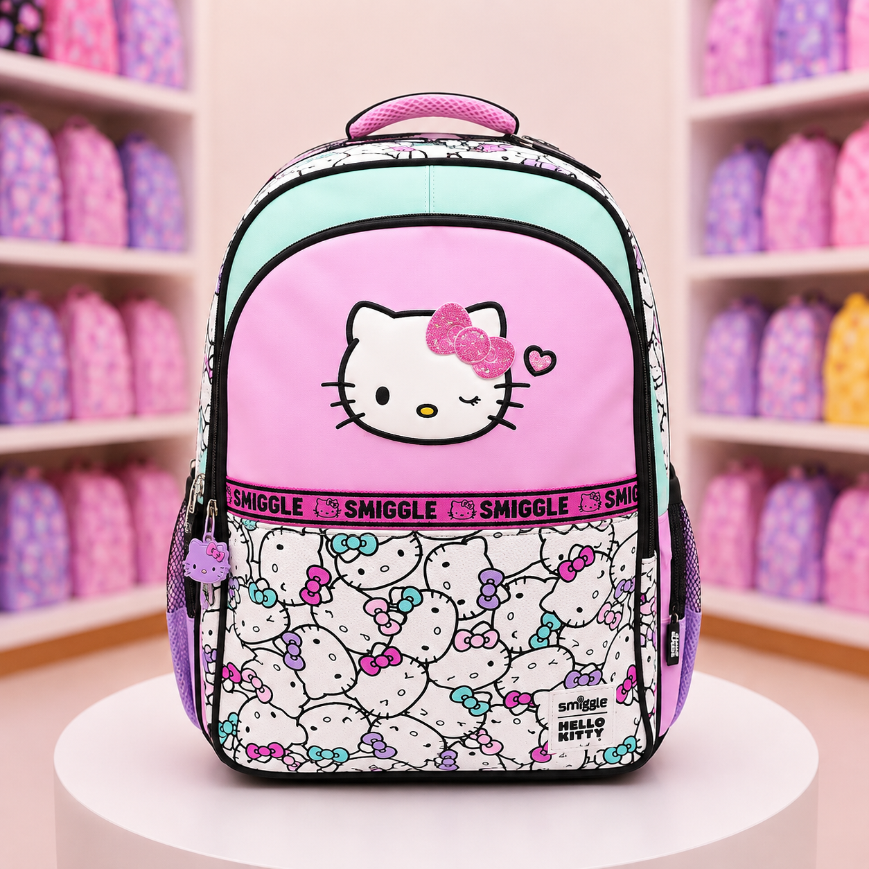 SMIGGLE | Kids Hello Kitty School Backpack – Pink | 18" × 12" INCHES