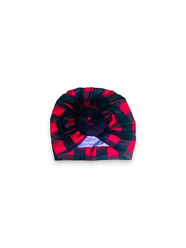 BABY TURBAN CAP RED /BLACK