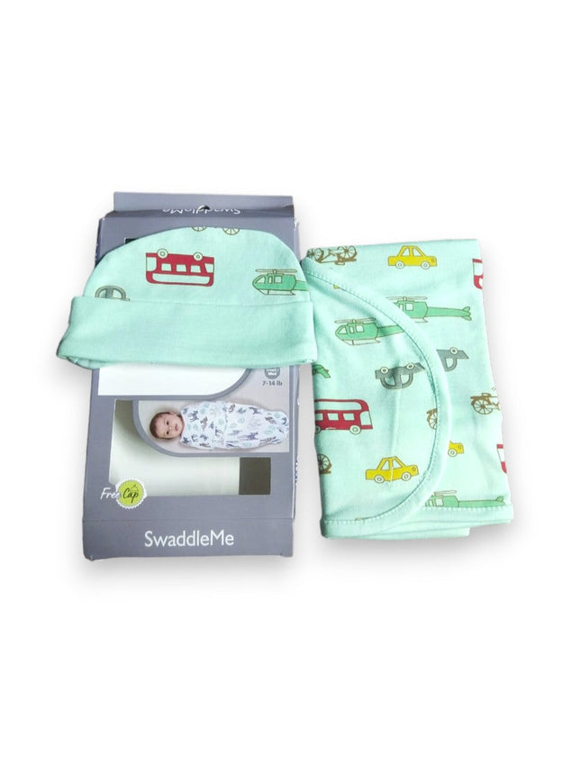 LITTLE LAUGHS BABY SWADDLE ME GREEN CARS