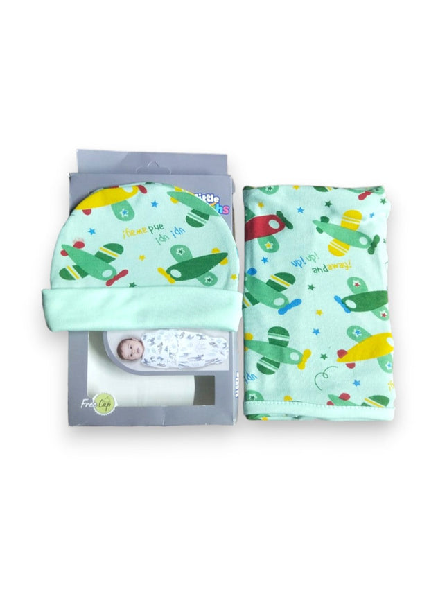LITTLE LAUGHS BABY SWADDLE ME GREEN WHITE