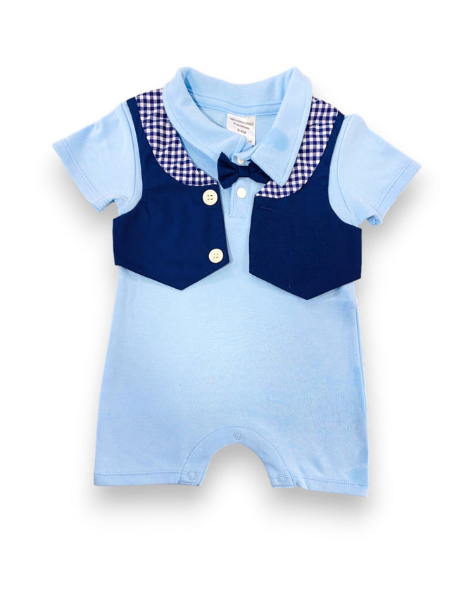 BABY BOY ROMPER WITH WAISTCOAT MADE IN THAILAND BLUE