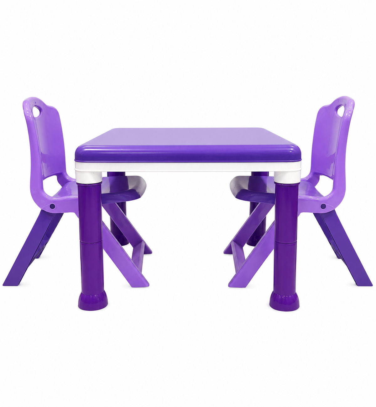 Kids Plastic Table Set with 2 Chairs & Building Blocks – Purple Study & Activity Tab
