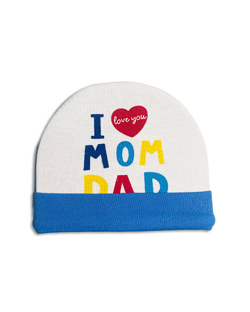 BABY CAP PRINTED - I LOVE YOU MOM DAD