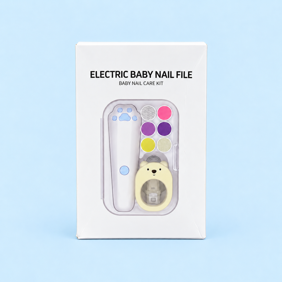 Electric Baby Nail Care Kit with 6 Filing Heads, Bear Nail Clipper & Storage Case