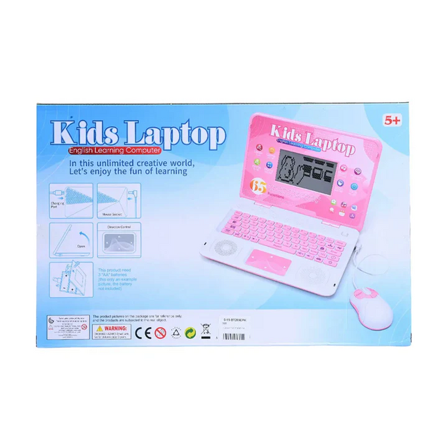 Kids English Learning Laptop – 65 Activities | Pink Educational Computer Toy with Mouse (Age 5+)
