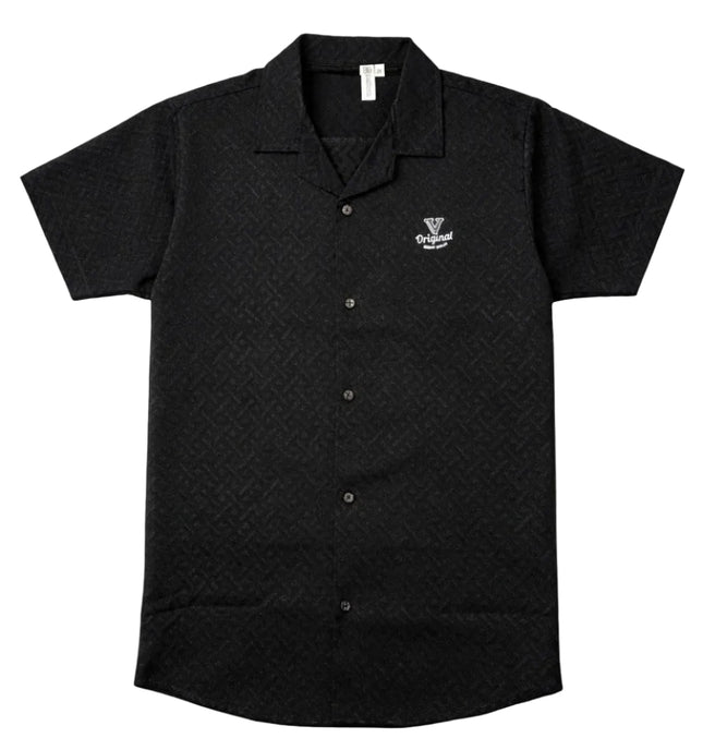 Black Textured Short Sleeve Button-Down T Shirts for kids / Boys