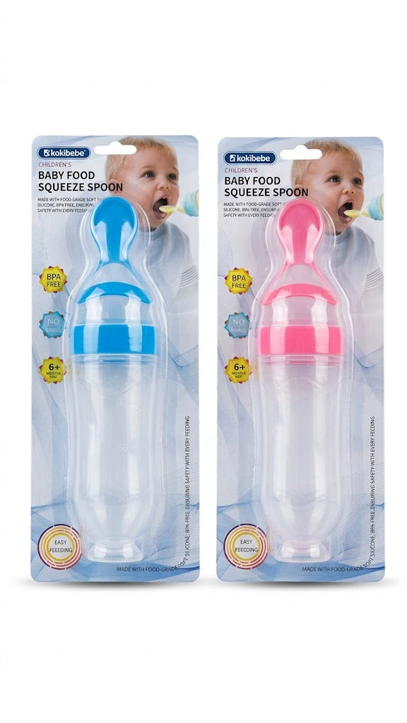 Baby Food Squeeze Spoon Bottle – BPA Free Silicone Feeding Dispenser (6+ Months)