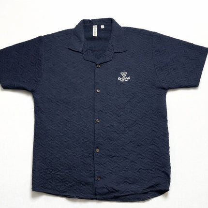 Black Textured Short Sleeve Button-Down T Shirts for kids / Boys