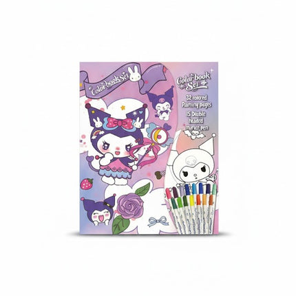 Cute Kuromi Coloring Book Set – 32 Pages + 15 Double-Headed Marker Pens
