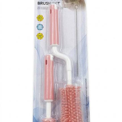 Baby Bottle Cleaning Brush Set – 360° Silicone Cleaner with Nipple & Straw Brush (BPA Free)