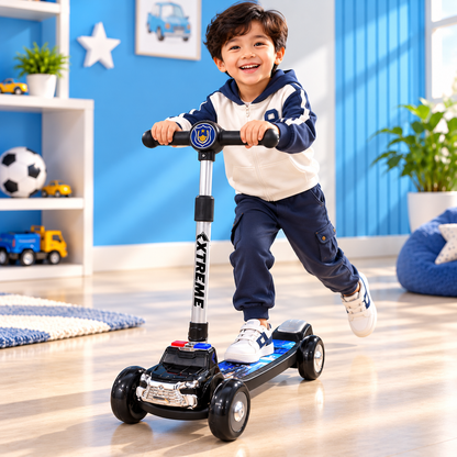 Kids XTREME 3-Wheel Scooter – Black Police Car Design