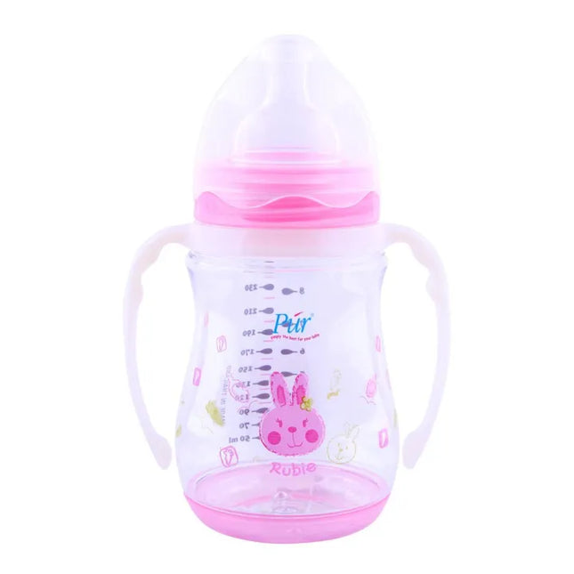 PUR Feeding Plastic Bottle Pink with handle 8oz/250ml