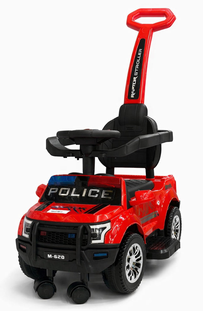 Kids Police Ride-On Push Car with Handle & Safety Guard – Red Baby Stroller Car (M-620)