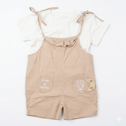 Adorable Baby Girls 2-Piece Dungaree Set