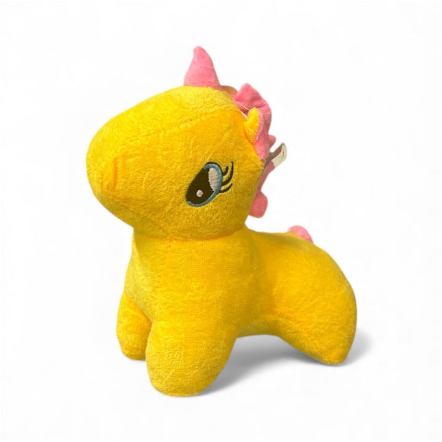Bright Yellow Plush Unicorn Pony with Pink Mane & Embroidered Eyes - Sunshine Stuffed Animal