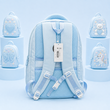 Girls Light Blue Floral School Backpack – 18"H× 13"W