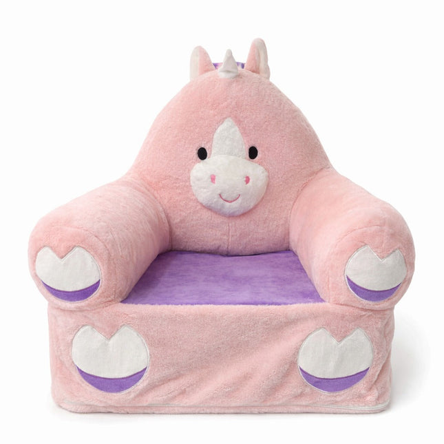 Unicorn Plush Kids Sofa Chair – Soft Foam Armchair (Pink & Purple)