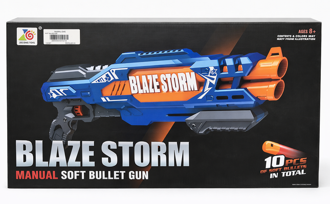 Blaze Storm Manual Soft Bullet Gun – Foam Dart Blaster with 10 Soft Bullets