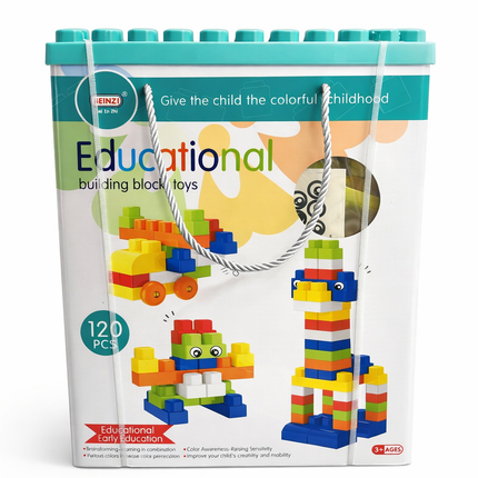 Educational Building Blocks Set – 120 Pcs Colorful Learning Toy with Storage Box for Kids (Ages 3+)