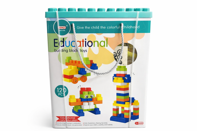 Educational Building Blocks Set – 120 Pcs Colorful Learning Toy with Storage Box for Kids (Ages 3+)