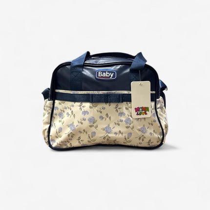 Baby Diaper Bag with Flower Detailing (Navy Blue)