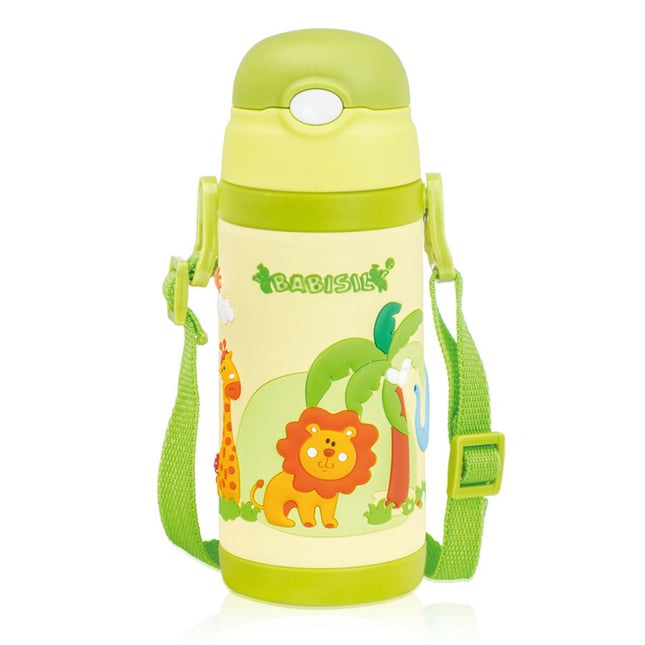 BABISIL 2 IN 1 THERMAL 3D STRAW BOTTLE GREEN 350ML