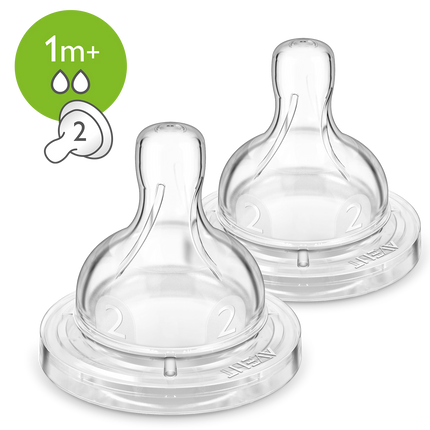 Philips Avent Silicone Teat 1m+/ 2hPK2 SCF632/27