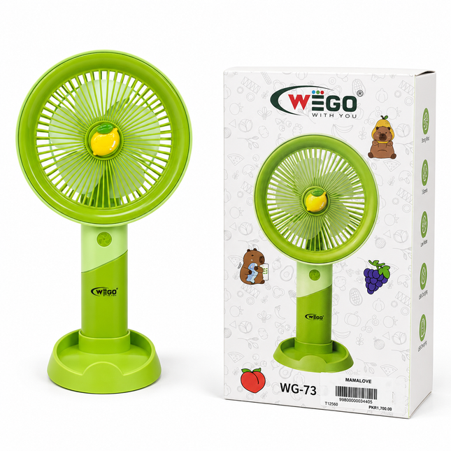 Wego WG-73 Rechargeable Portable Mini Desk Fan – USB Cooling Fan (Green)