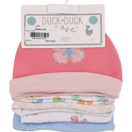 5-Piece Baby Cotton Cap Set – Duck Duck Newborn Hats (Soft & Breathable 0–9 Months)