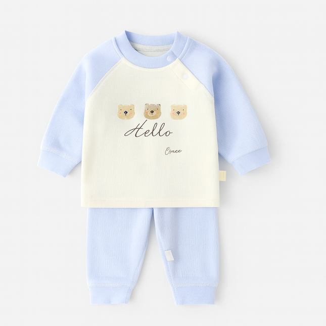 Baby Bear Printed Soft Suit – Sky Blue