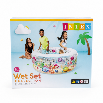 Intex Wet Set Ocean Reef Inflatable Kids Swimming Pool – Transparent Marine Theme Pool 152 x 56cm