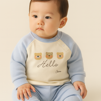 Baby Bear Printed Soft Suit – Sky Blue
