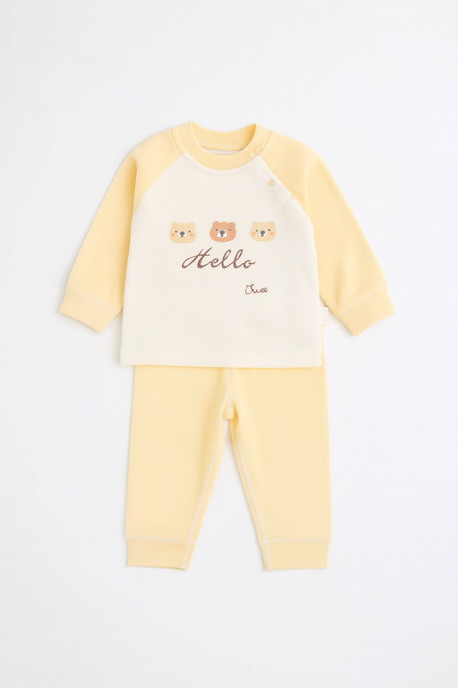 Baby Bear Printed Soft Suit – Yellow