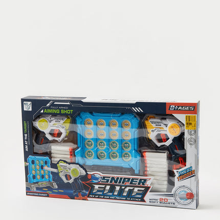 Sniper Elite Soft Bullet Gun Set With Target Board – 20 Darts (Kids Shooting Game)