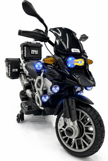Kids Electric BIKE 698  Adventure Bike Ride-On with LED Lights & Storage Boxes