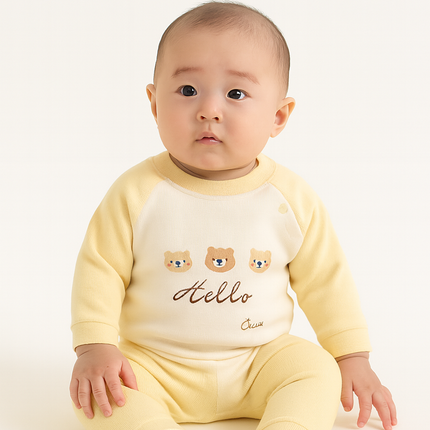 Baby Bear Printed Soft Suit – Yellow
