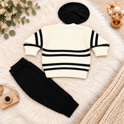 Baby Boys' 3-Piece Knitted Winter Set – black K0738