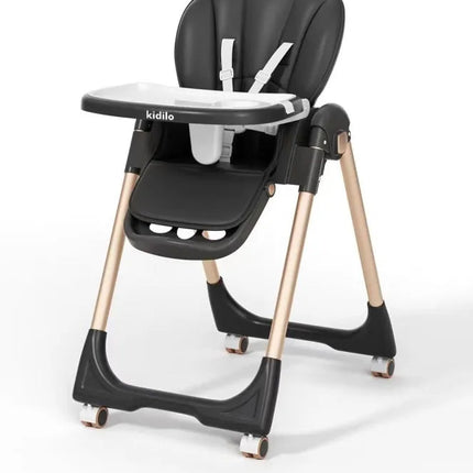 Kidilo Baby High Chair Seat Adjustable & Foldable With Height- Dark Brown
