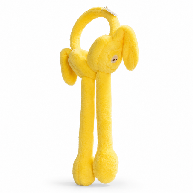 Cute Plush Bunny Earmuffs with Long Hanging Paws – Yellow