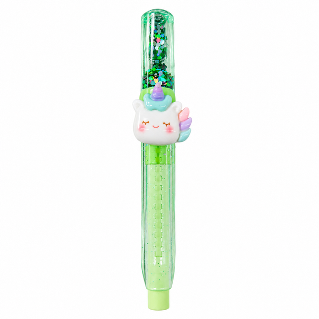 Cute Unicorn Glitter Eraser – Premium Dust-Free Rubber Eraser for School, Drawing & Office (Green)