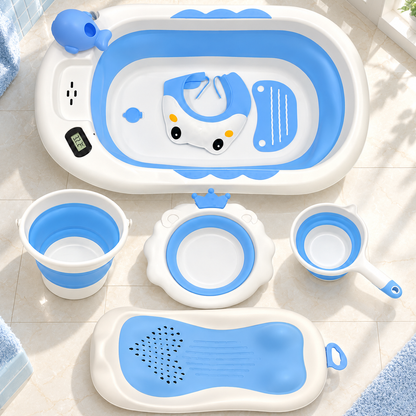Foldable Baby Bathtub Bathing Set with digital Thermometer