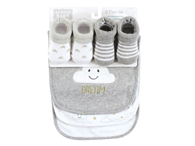 Baby 5Pcs Bibs & Booties Set Tie Gray - Sunshine