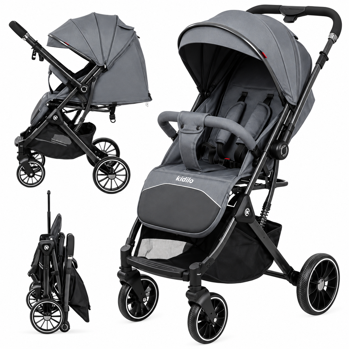Kidlo k535 - double face handle stroller - Grey