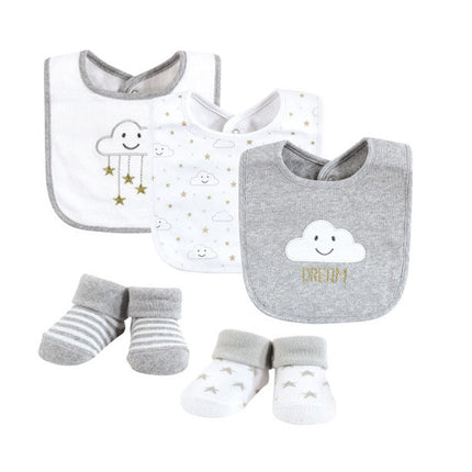 Baby 5Pcs Bibs & Booties Set Tie Gray - Sunshine
